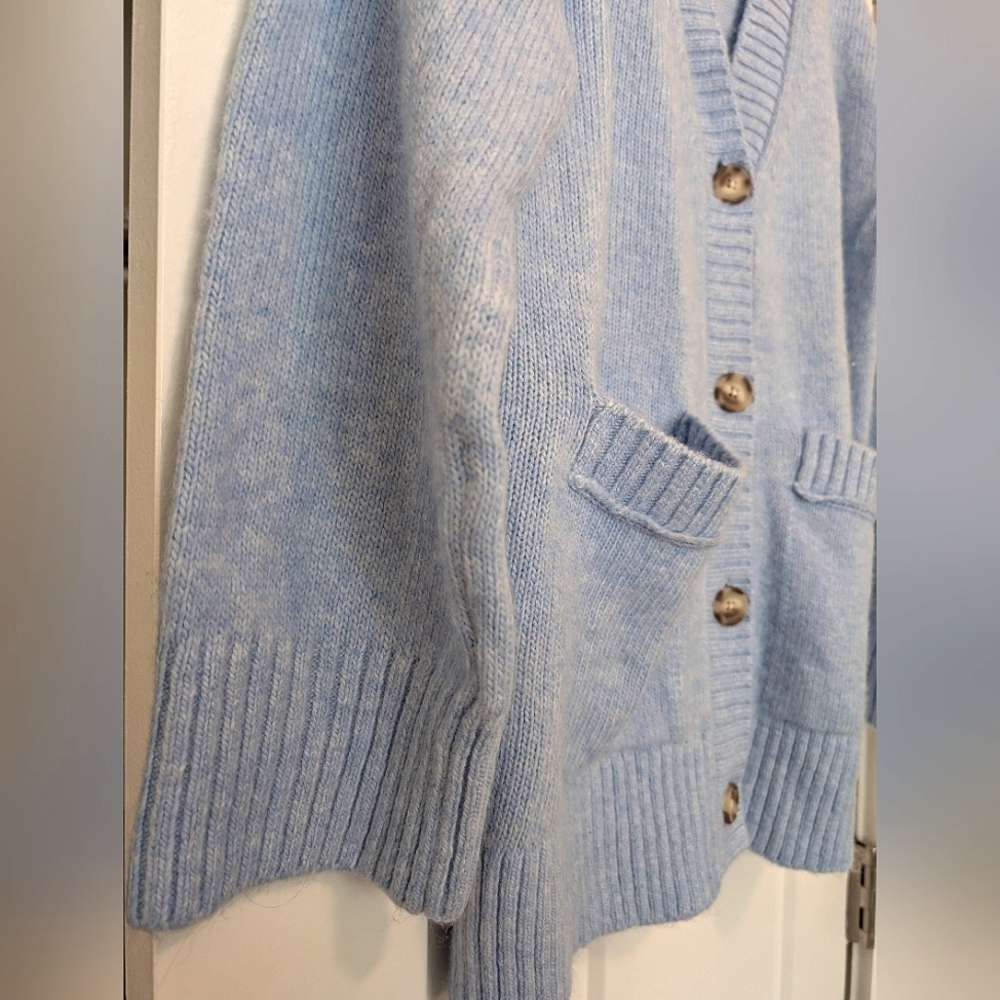 Abercrombie & Fitch Blue Boyfriend Oversized Long Cardigan Small Button Up A&F - Picture 4 of 6